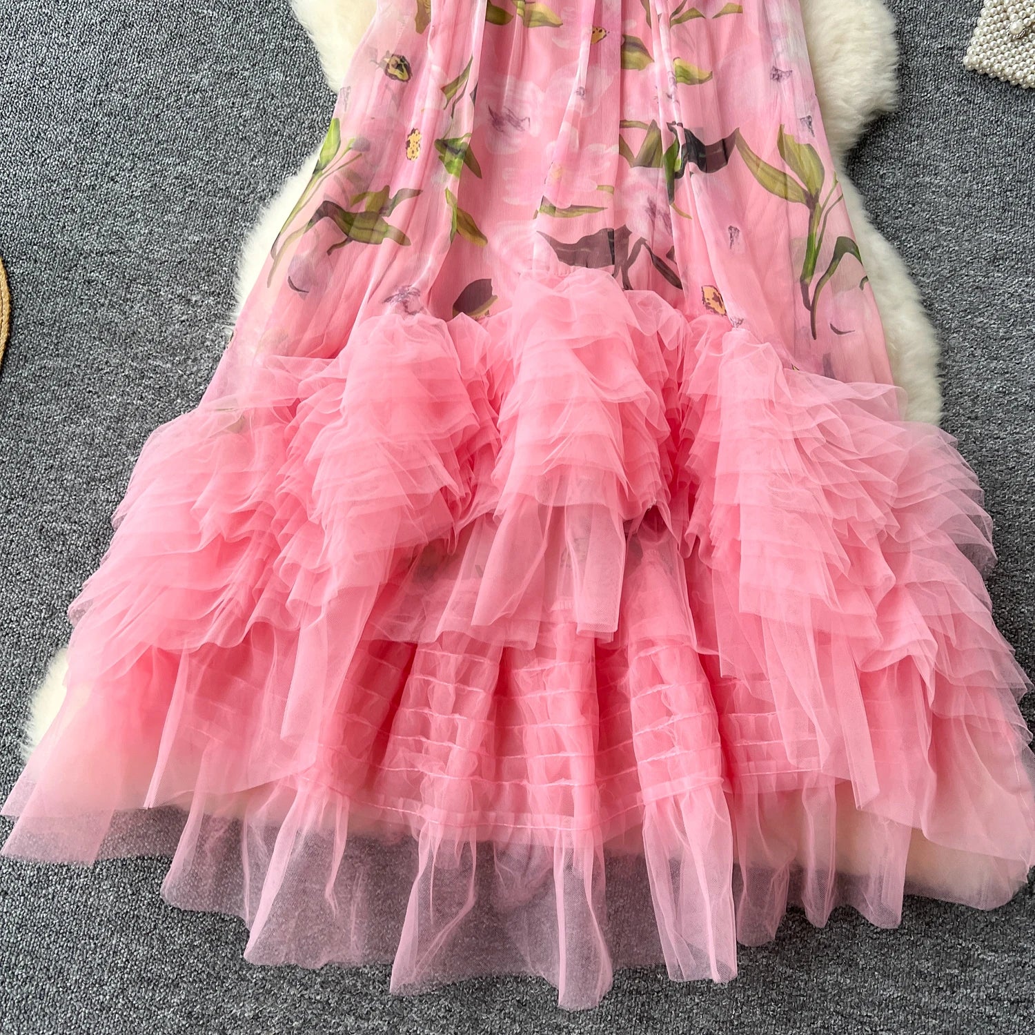 French Vintage Mesh Splice Beach Ball Gown Dress - Image 24