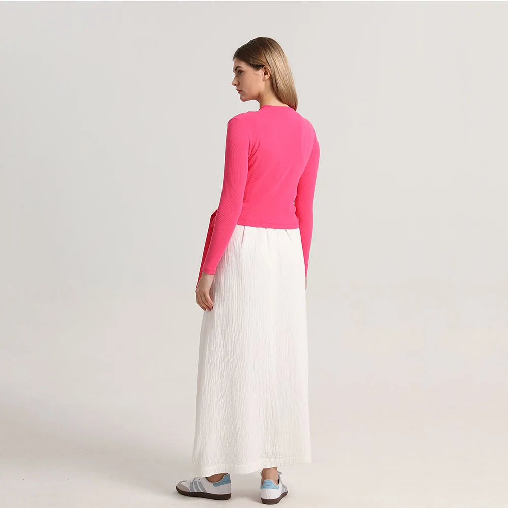 Casual Women's Ribbed Cotton Wrap Tee in 4 Colors - Image 15