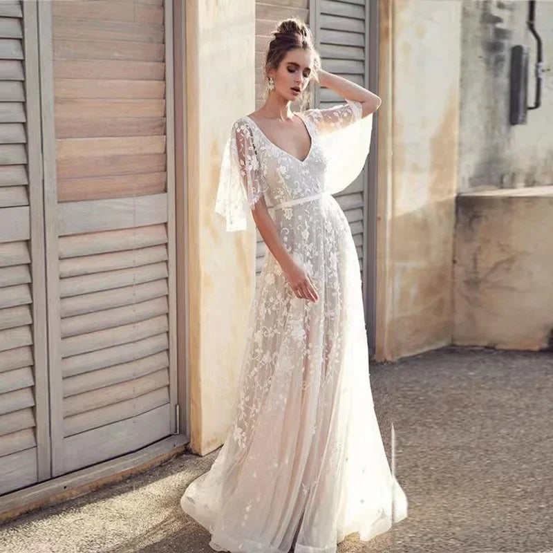 Elegant Deep V-Neck Maxi Dress for Weddings & Events - Image 9