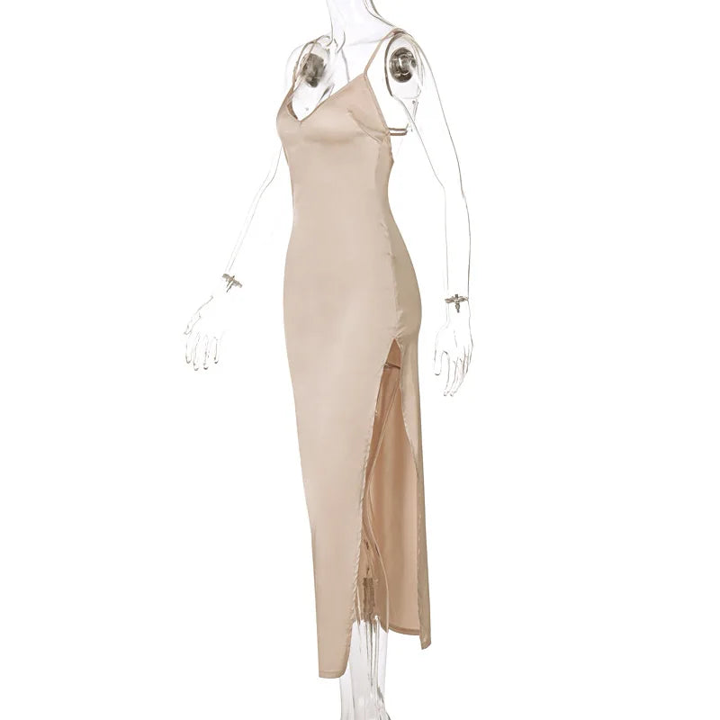 Elegant Satin Backless Summer Dress with Lace Up Detail - Image 12