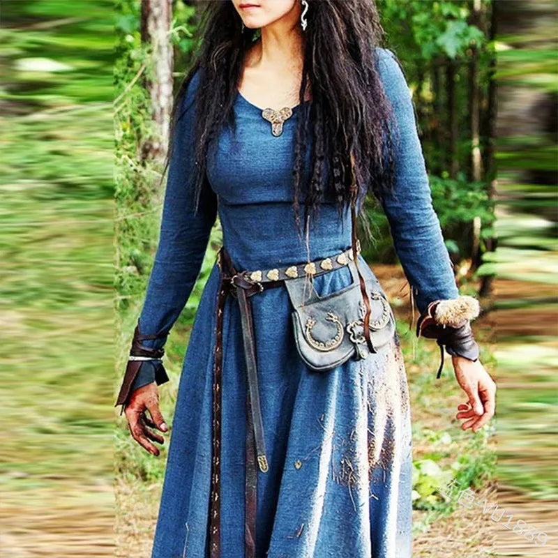 Elegant Long Sleeve Medieval Maxi Dress for Women - Image 3