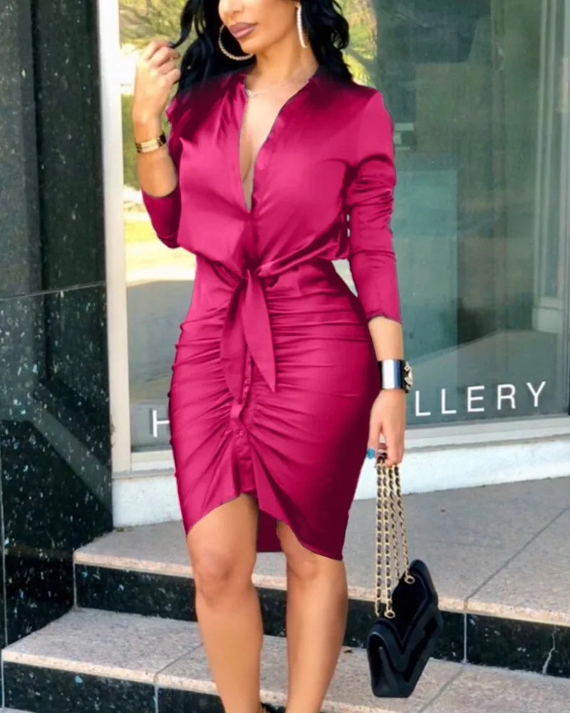 Elegant Deep V-Neck Bodycon Mini Dress for Women - Image 14