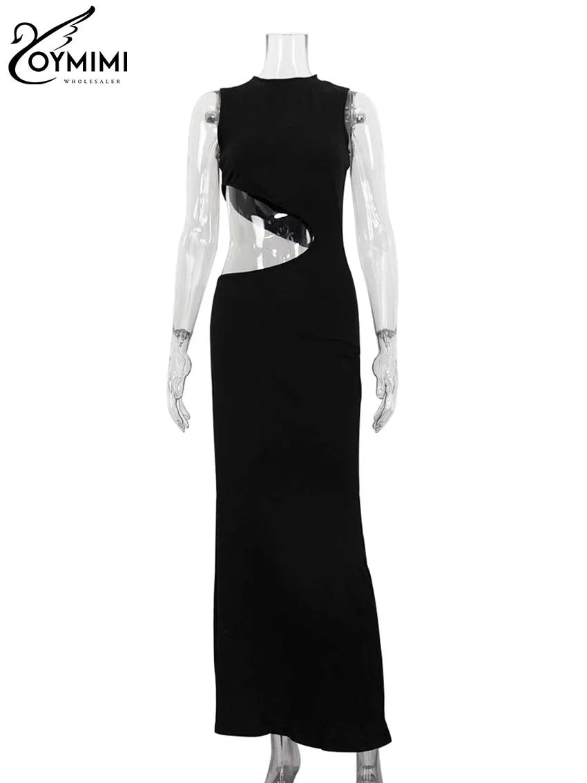 Elegant Black Sleeveless O-Neck Casual Floor-Length Dress - Image 6