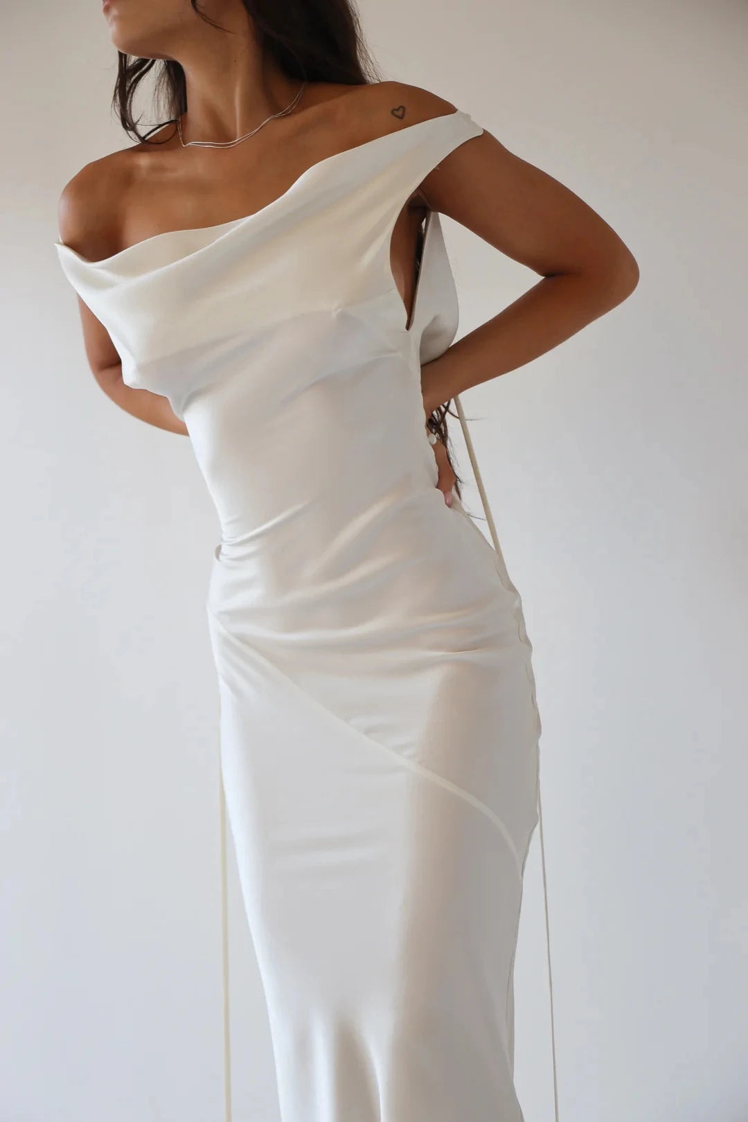 Elegant Satin Lace-Up Backless Off-Shoulder Party Dress