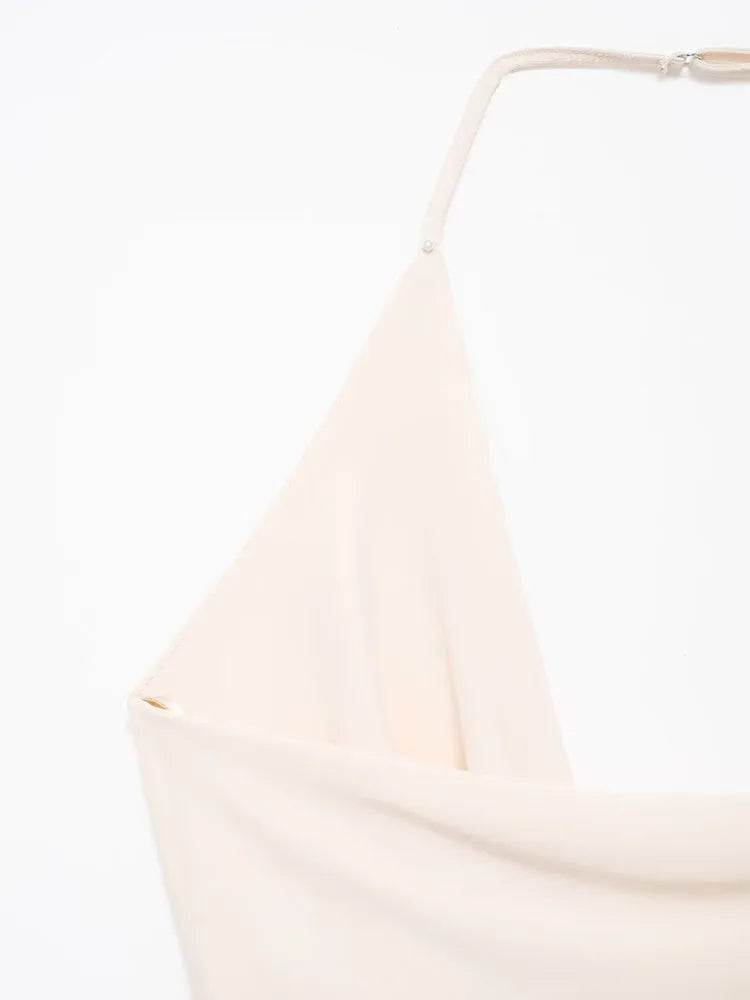 Elegant Backless Draped Halter Neck Long Dress - Image 10