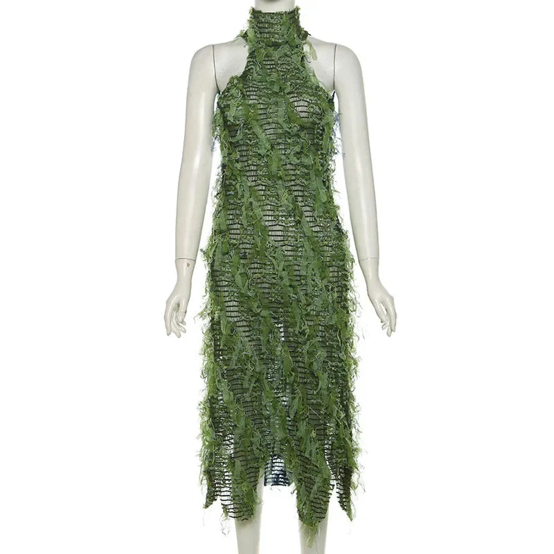 Chic Backless Tassel Mesh Maxi Dress for Parties - Image 4