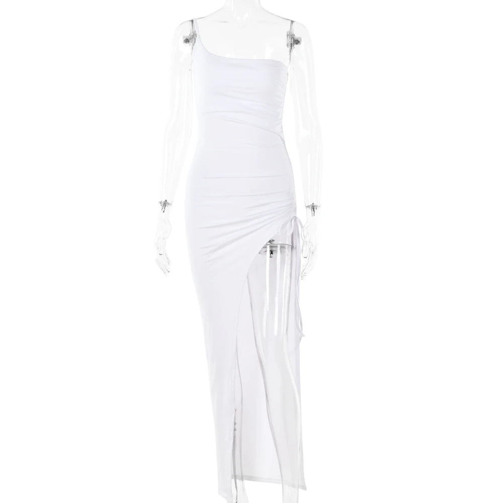 Sexy One Shoulder High Slit Maxi Dress for Women - Image 12
