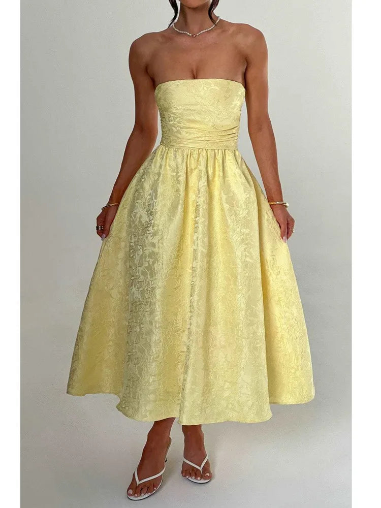 Elegant Strapless Satin Bodycon Dress for Women - Image 8