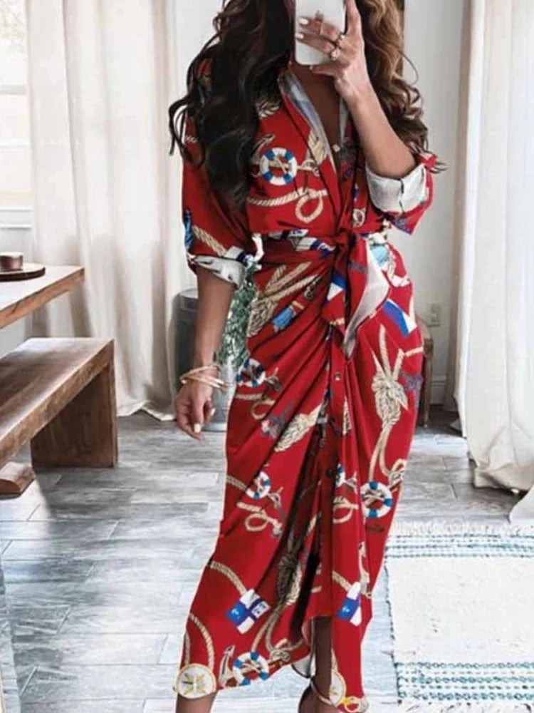Elegant Summer Short Sleeve Ruched Shirt Dress for Women - Image 7