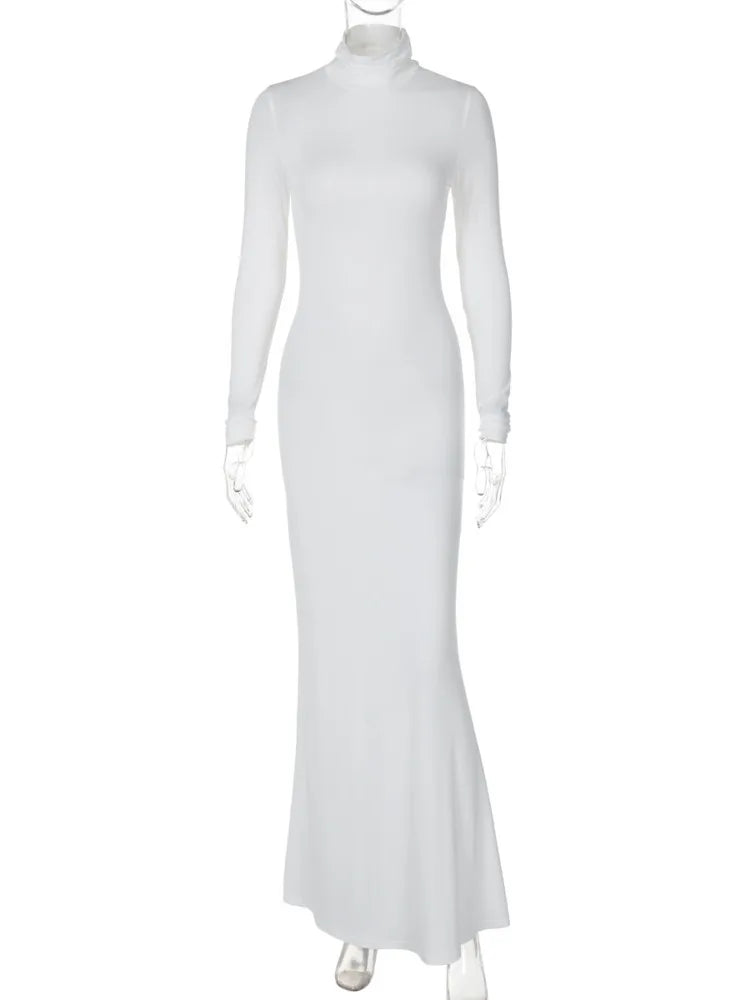 Stylish Long Sleeve Turtleneck Maxi Dress for Women - Image 8