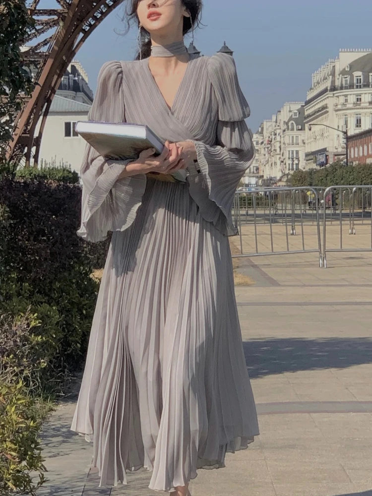 Elegant Irregular Ruffle Long Dress for Parties and Evenings - Image 17