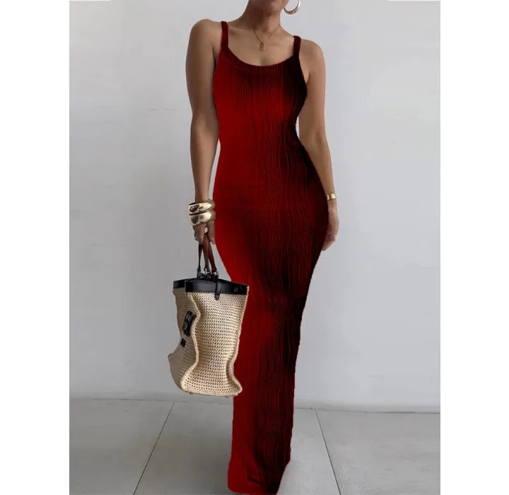 Sleek Sleeveless Long White Summer Dress for Women - Image 16