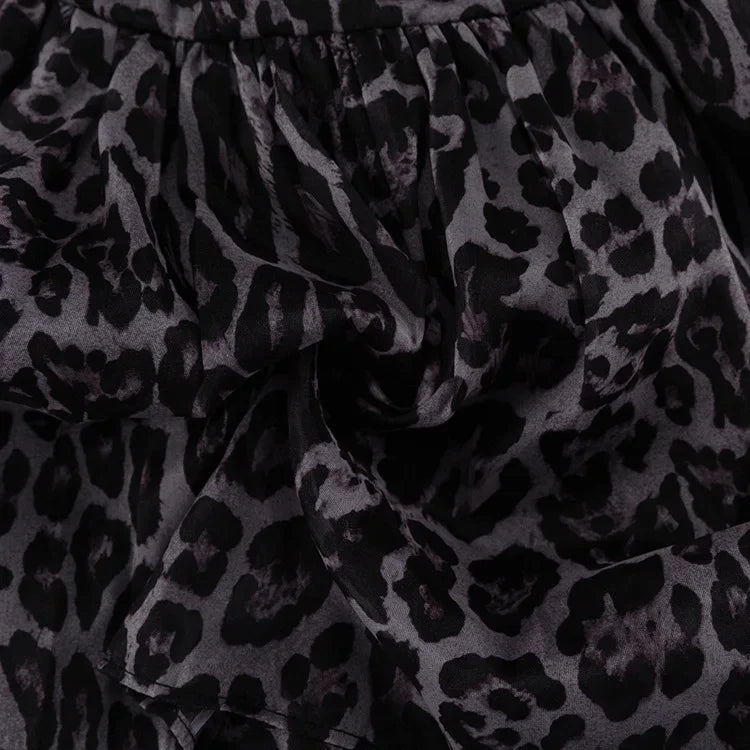 Chiffon Leopard Print Long-Sleeved Fluffy Dress for Women - Image 23
