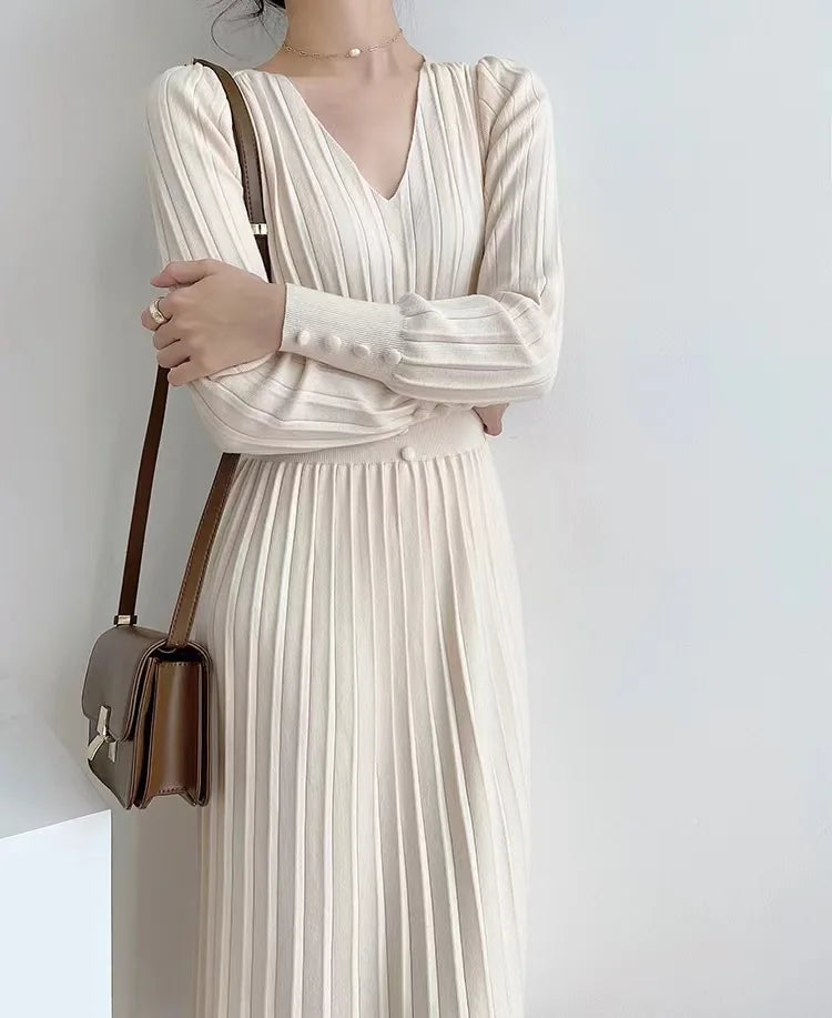 Chic Long Sleeve Stretchy Knitted Bodycon Dress for Women - Image 56
