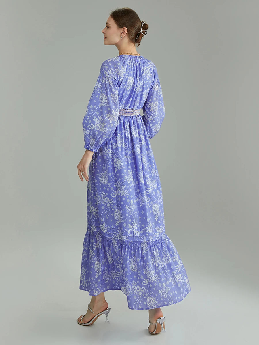 Bohemian Floral Print Flowy Beach Dress for Women - Image 16