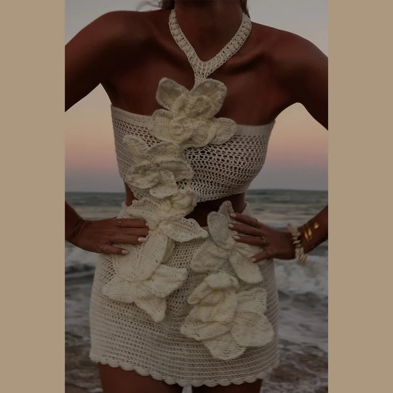 Sexy See-Through Halter Mini Beach Dress for Women - Image 14