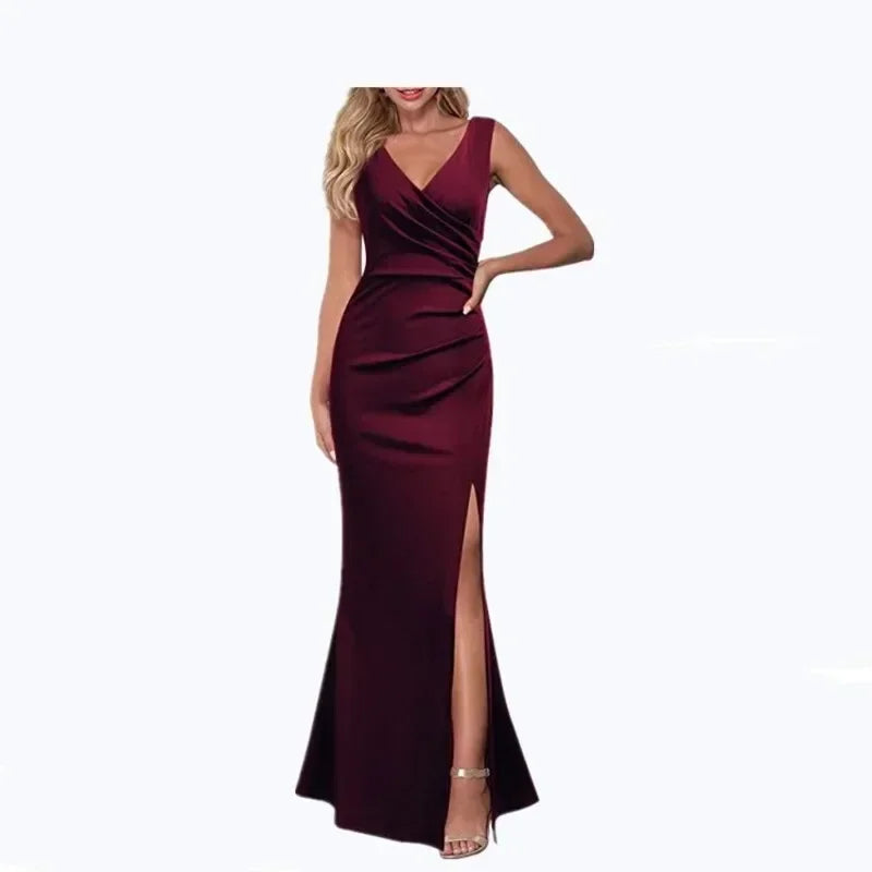 Elegant Women's Backless V-neck Sleeveless Maxi Dress - Image 6