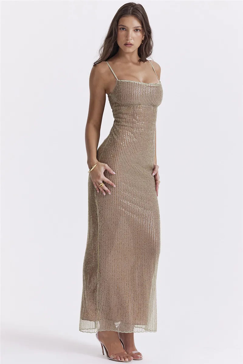 Sparkling Sleeveless Maxi Dress with Elegant Split for Parties - Image 19