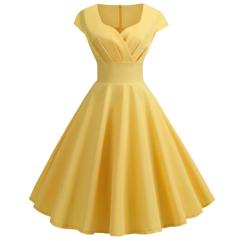 Elegant Pink V-Neck Midi Swing Dress for Women - Image 37
