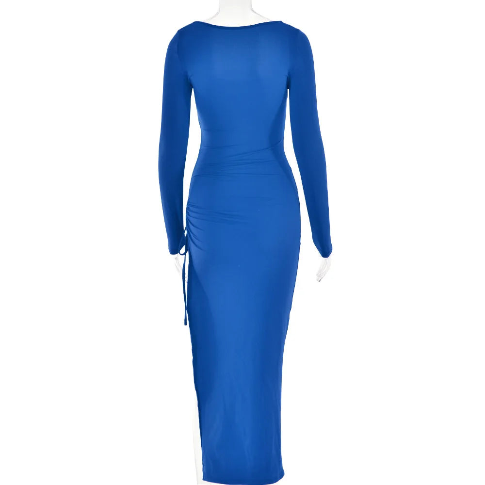 Elegant Long Sleeve High Split Maxi Dress for Women - Image 21
