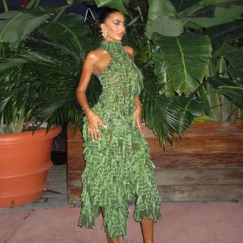 Chic Backless Tassel Mesh Maxi Dress for Parties - Image 12