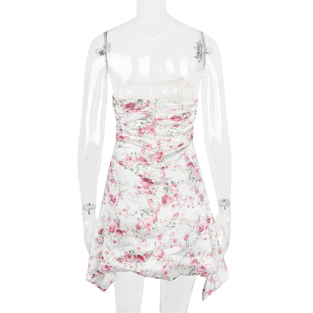 Sexy Floral Print Satin Bodycon Mini Dress for Parties - Image 39
