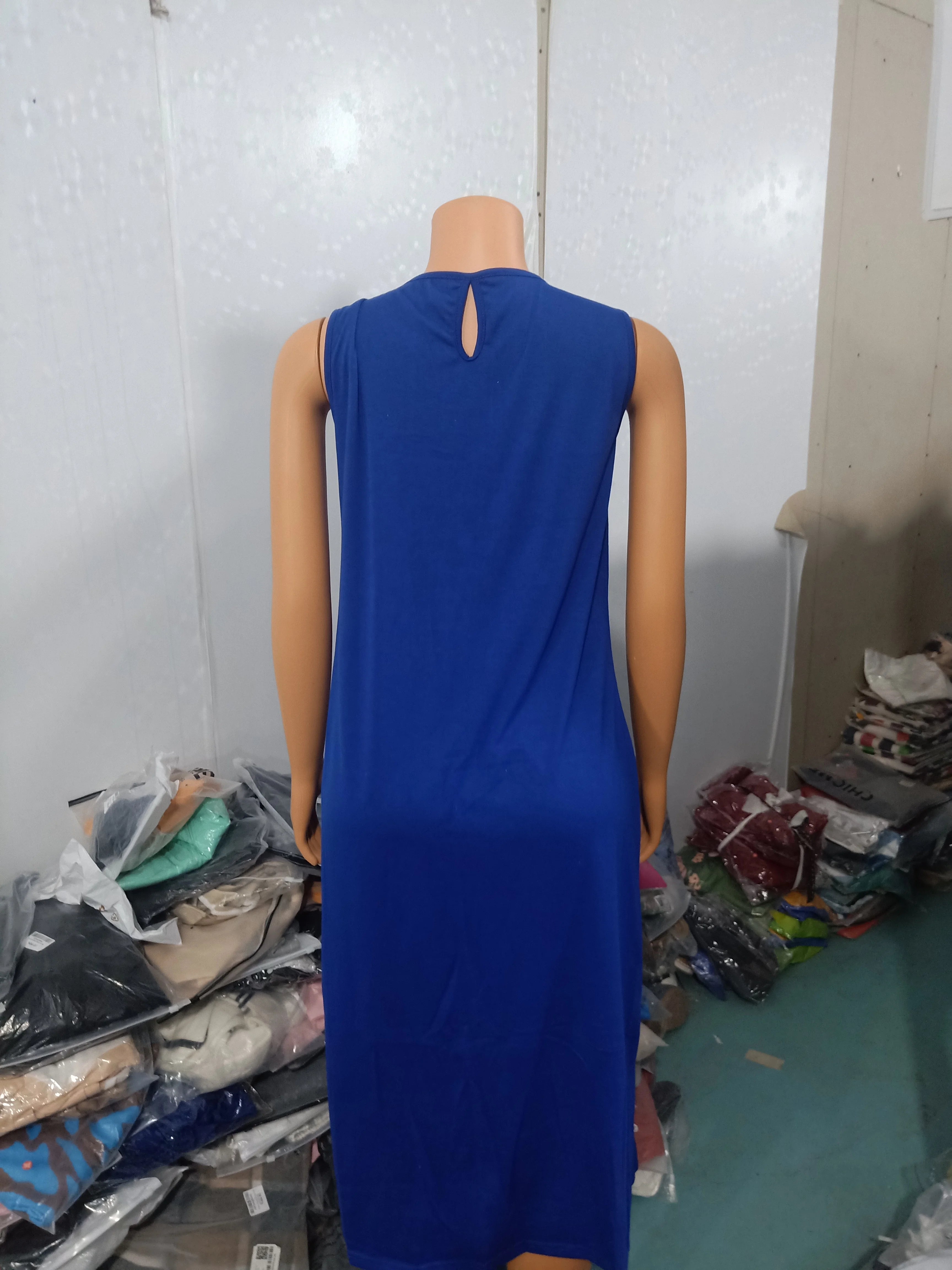 Stylish Women's Summer Keyhole Neck Cutout Asymmetrical Dress - Image 16