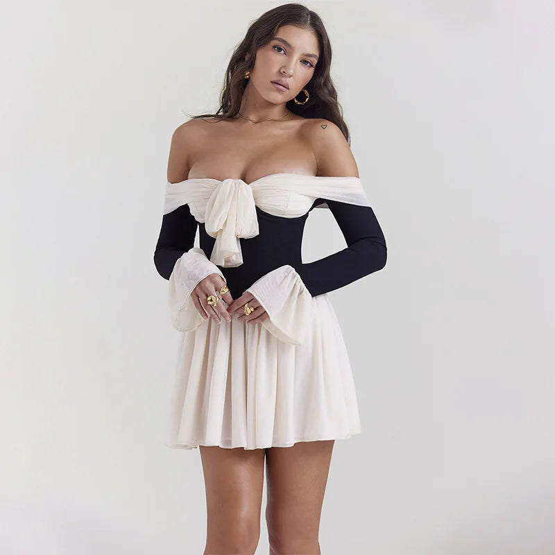 Elegant Off-Shoulder Backless Mini Dress for Parties - Image 20