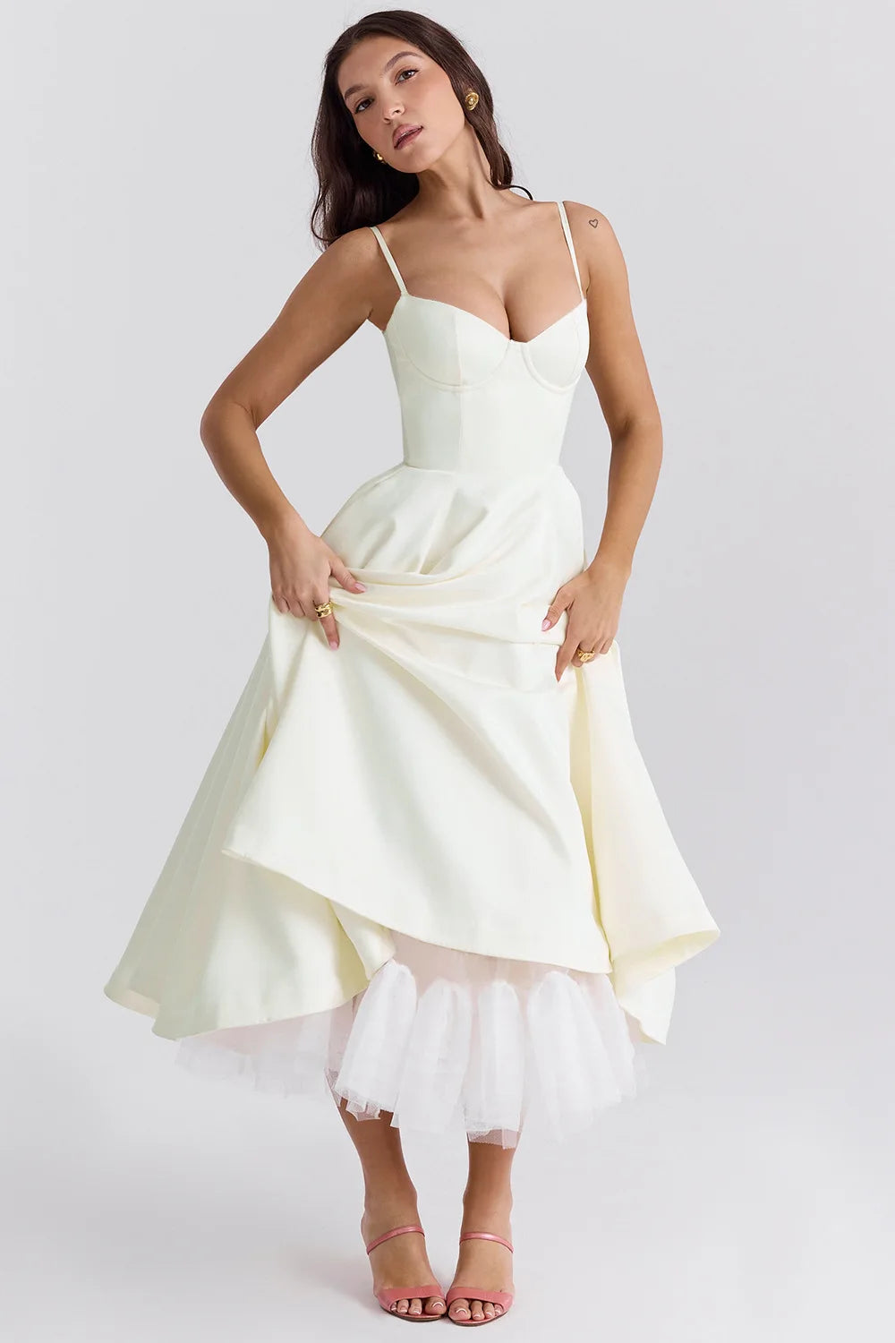 Elegant Floral Spaghetti Strap Backless Party Dress - Image 85