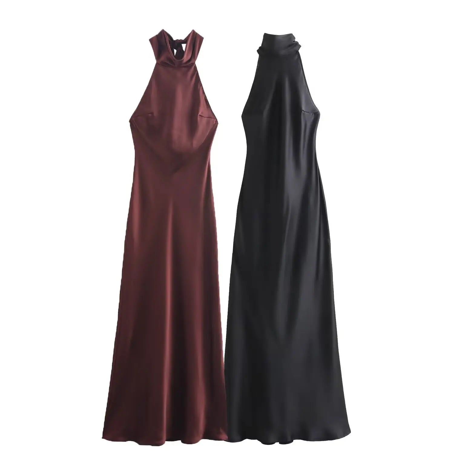 Elegant Backless Burgundy Satin Maxi Dress for Parties - Image 8