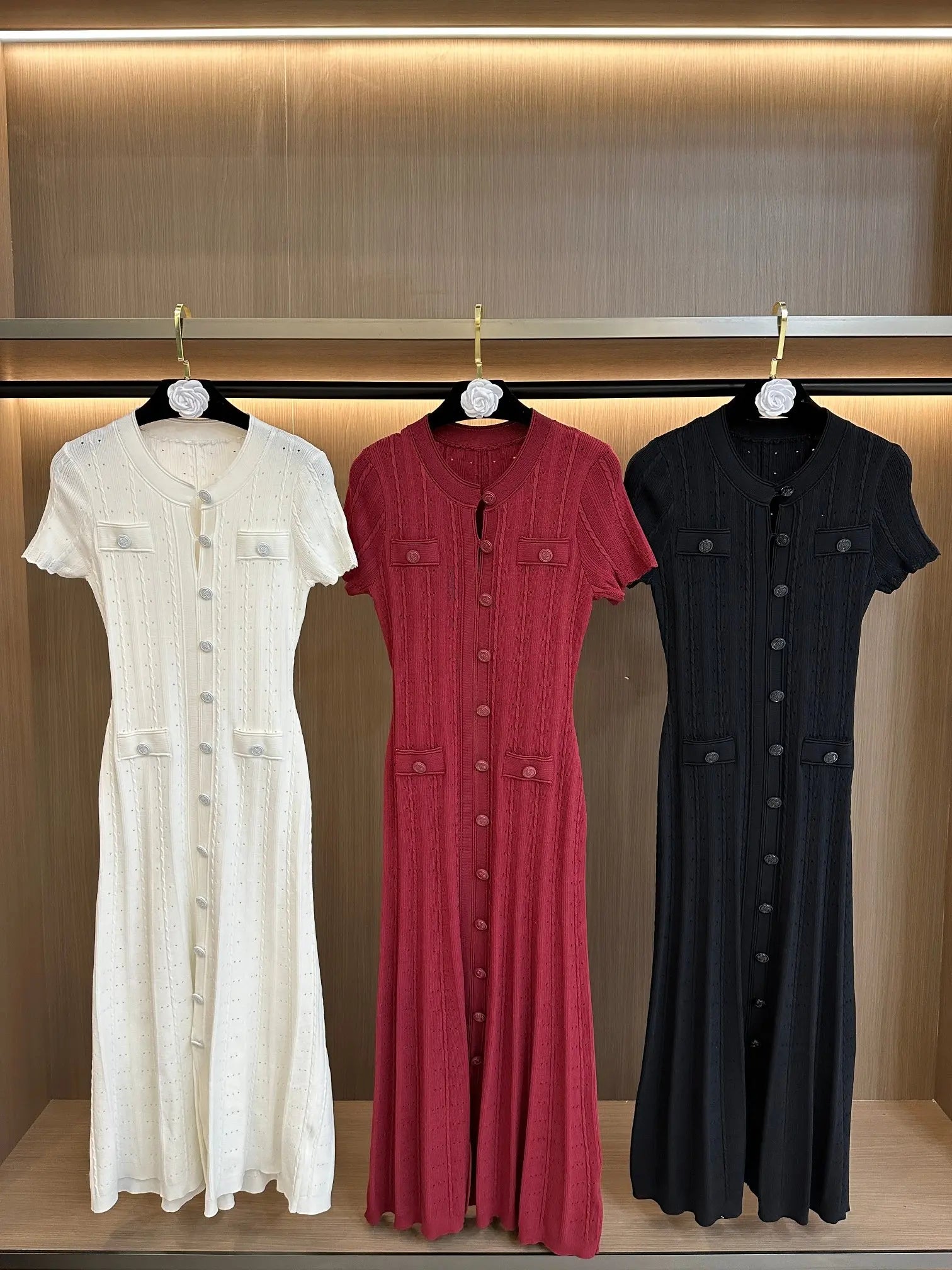 Elegant Women's Knitted Hollow Corset Long Skirt Dress - Image 13