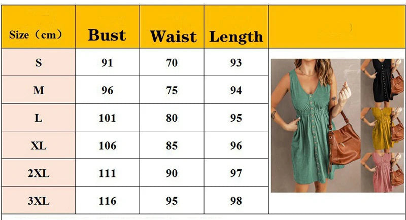 Casual Women's Summer Sleeveless Button-Down Swing Dress - Image 9