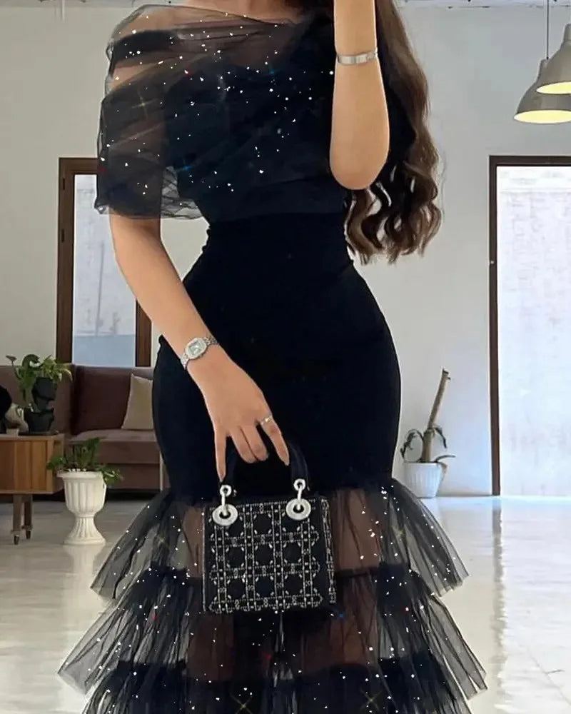 Elegant Black Sequin Maxi Dress for Summer Events - Image 9