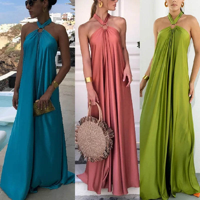 Solid Color Women's Casual Irregular Hem Dress - Image 4