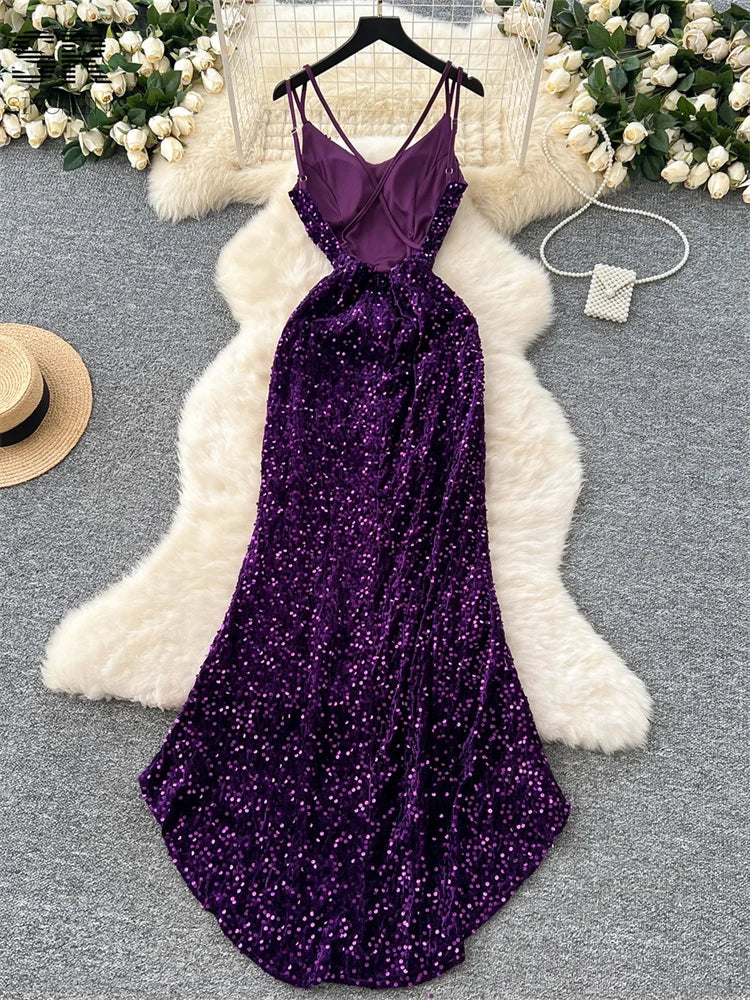 Luxury Backless Sequins Bodycon Dress for Women - Image 3