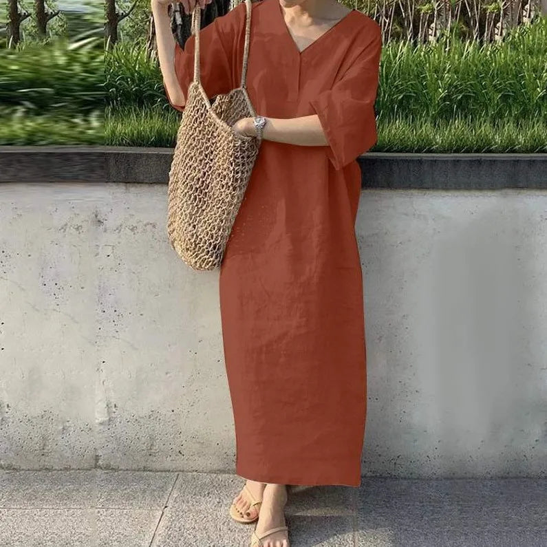Elegant Short Sleeve V-Neck Casual Summer Dress for Women - Image 12