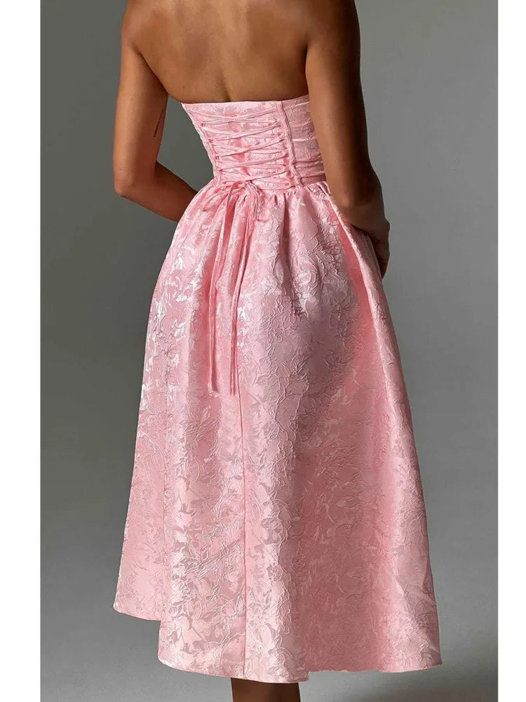 Elegant Strapless Satin Bodycon Dress for Women - Image 7