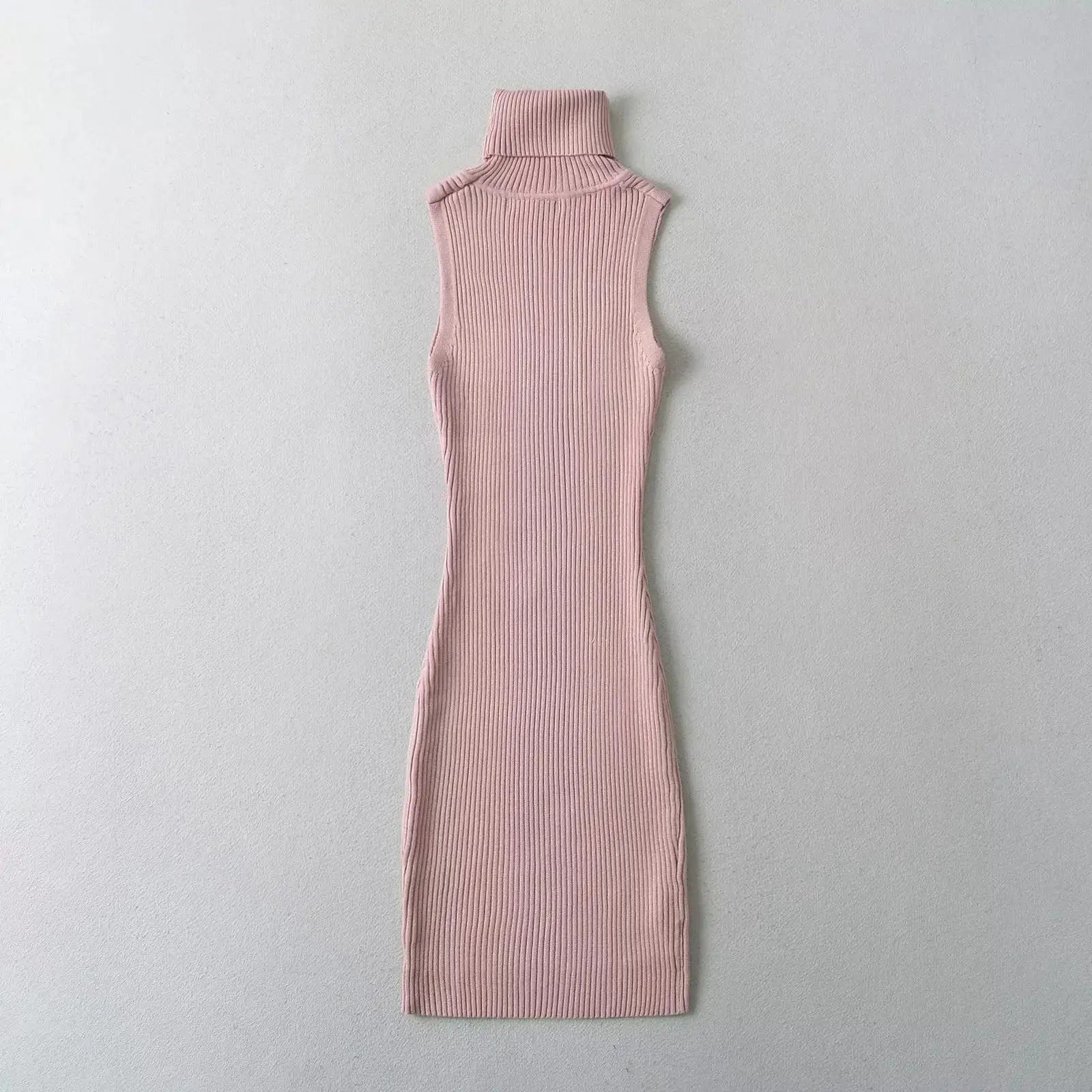 Summer Sleeveless Turtleneck Knitted Mini Dress for Women - Image 28