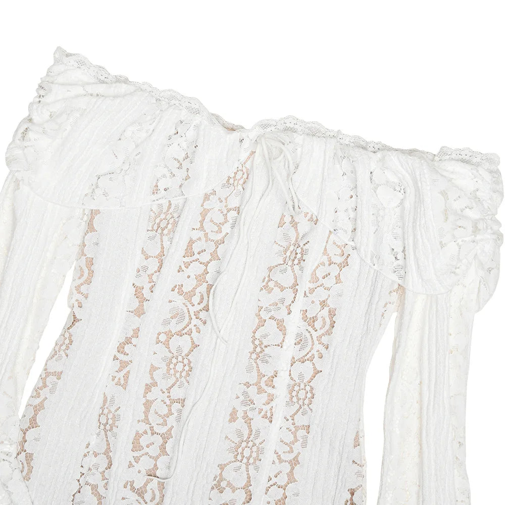 Elegant Flare Sleeve Lace Maxi Dress for Autumn Events - Image 12