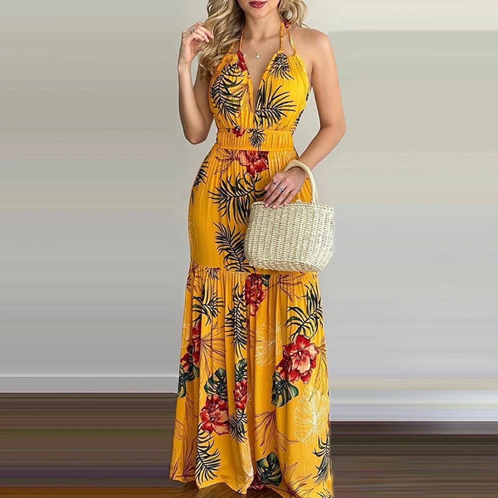 Bohemian Floral Backless Summer Beach Sundress for Women - Image 7
