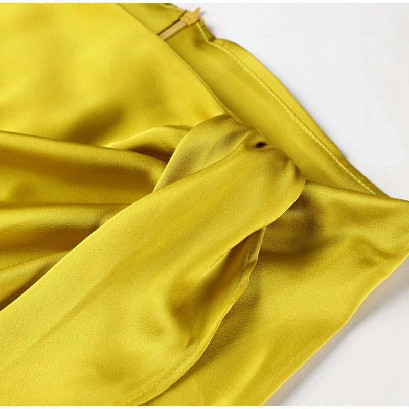 One Shoulder Asymmetrical Satin Long Dress for Women - Image 15