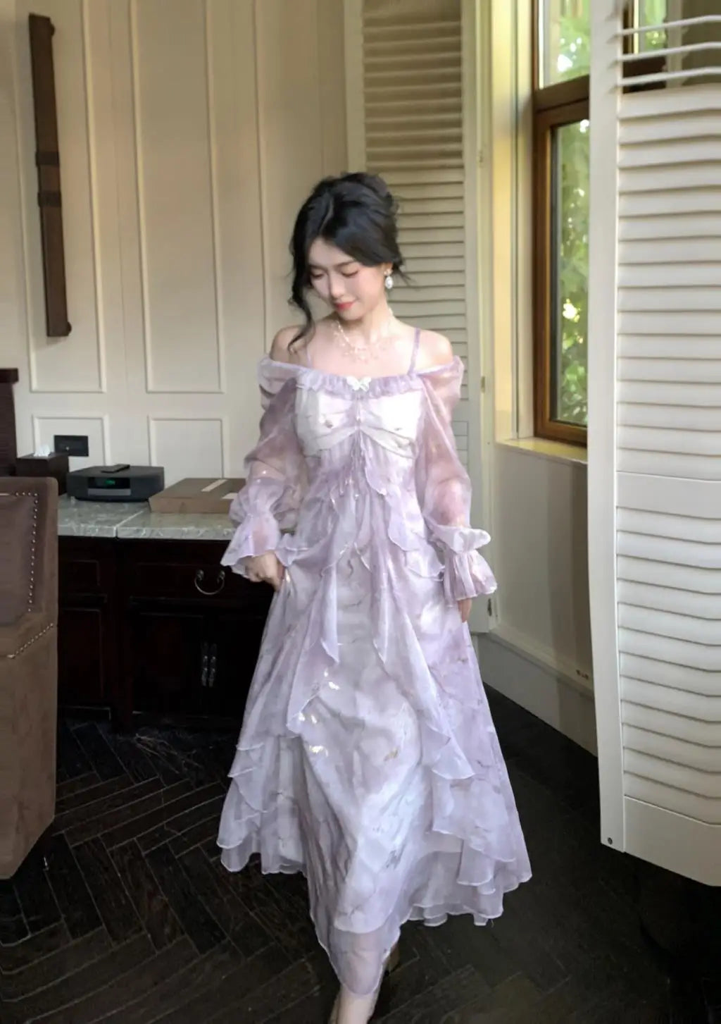 Elegant Off-Shoulder A-Line Fairy Long Dress for Women - Image 15