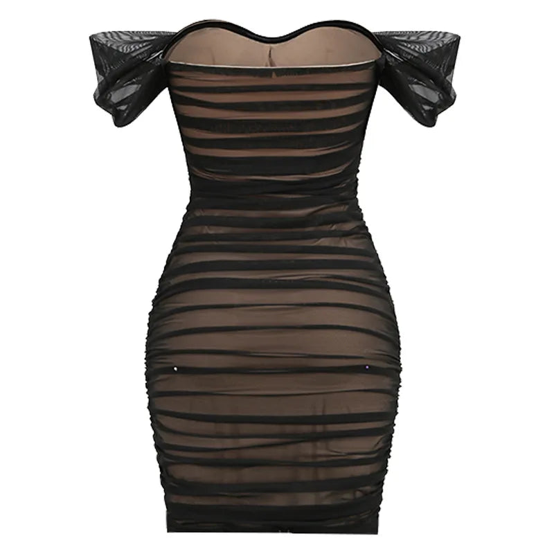 Elegant Off-Shoulder Black Bodycon Dress for Summer Parties - Image 13