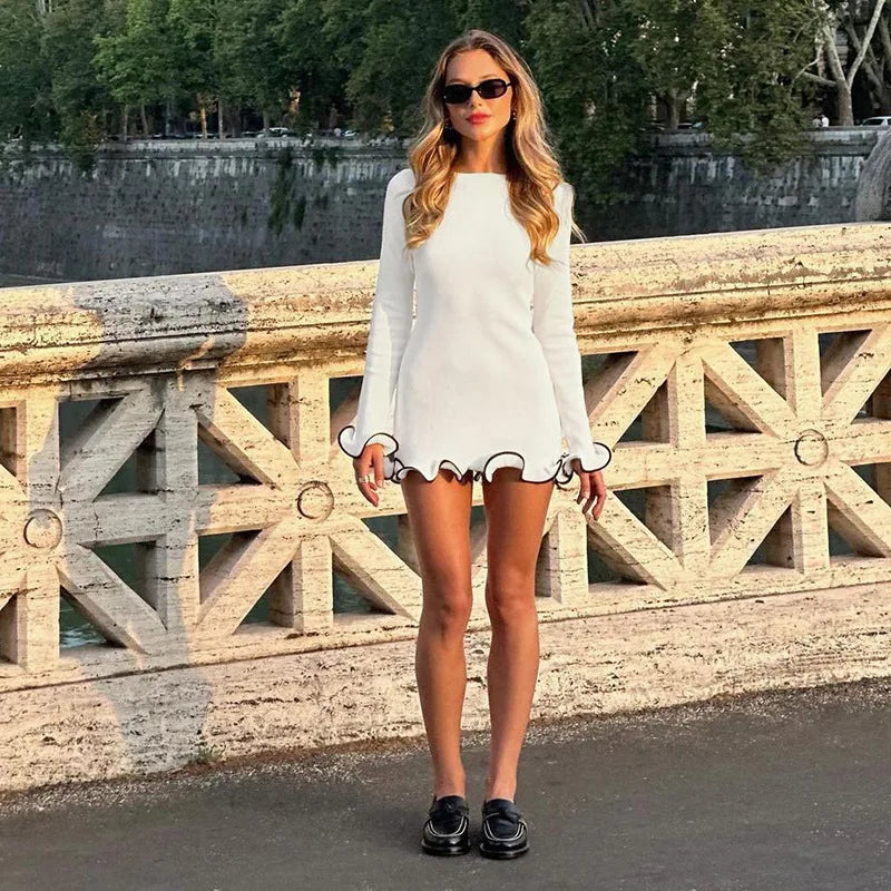 Personalized Rolled Edge Slim Fit Long Sleeve Dress - Image 21