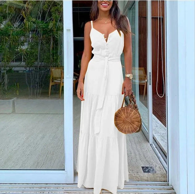 Elegant Bohemian Spaghetti Strap Maxi Dress for Summer - Image 19
