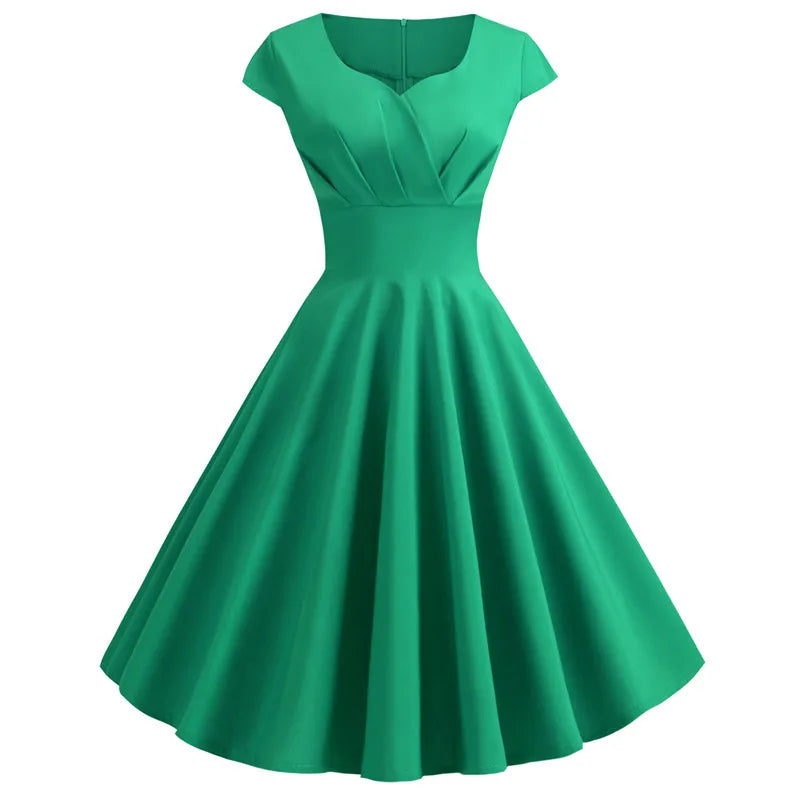 Elegant Pink V-Neck Midi Swing Dress for Women - Image 29