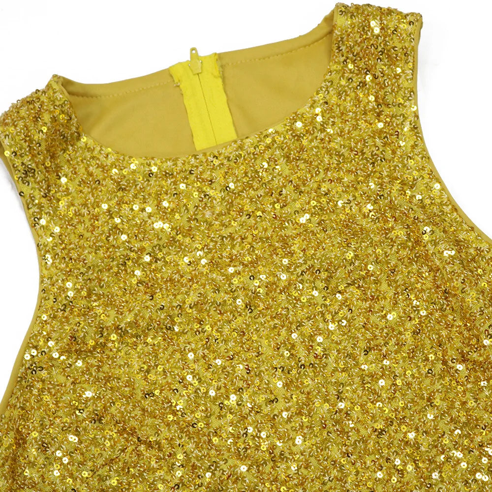 Chic Yellow Sequin Bodycon Dress for Special Occasions - Image 18