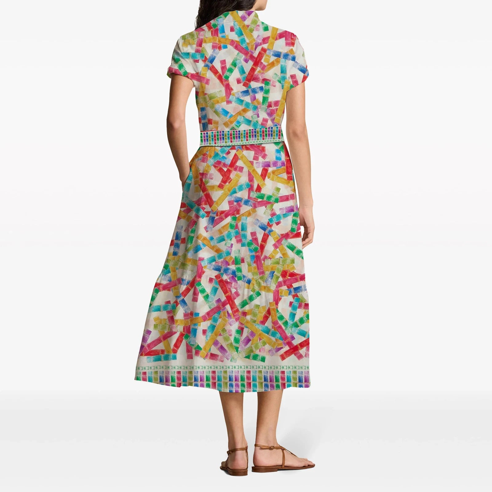 Elegant Versatile Long Dress with Colorful Tie-Up Design - Image 4