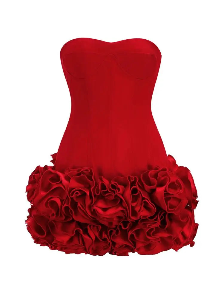 Red Strapless Mini Cocktail Dress for Women - Image 8