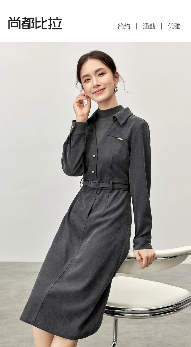 Chic Patchwork Knitted Women's Winter Dress with High Collar - Image 8